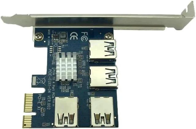 Main image of 4 Ports USB 3.0 PCI-E Express 1X to 4X Converter Expansion Card Adapter PCIe X1 Riser Card For BTC Bitcoin Mining Machine