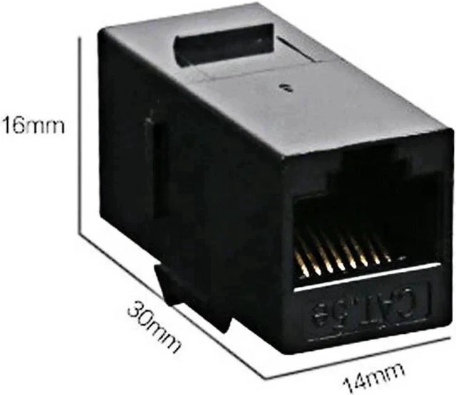 Alt view image 2 of 5 - 5 Pack Black Cat5e UTP RJ45 Keystone Coupler, Female to Female Snap-In 8P8C Ethernet Jack Insert for Wall Plates & Patch Panels