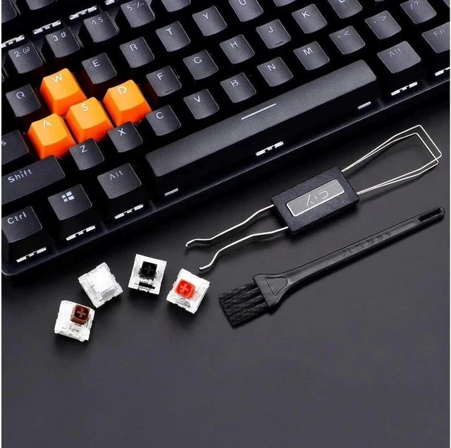 Alt view image 3 of 6 - Keycap Puller Switch Puller Stainless Steel Keycap Removal Tool with 2 Pcs Keyboard Cleaning Brush for Mechanical Keyboard