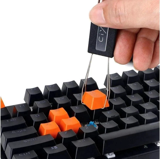 Alt view image 2 of 6 - Keycap Puller Switch Puller Stainless Steel Keycap Removal Tool with 2 Pcs Keyboard Cleaning Brush for Mechanical Keyboard