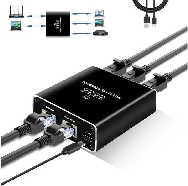Main image of RJ45 Gigabit Network Ethernet Splitter 1 to 3 Splitter,Suitable Super Cat5/5e/6/7/8 Cmpatible with ADSL Hubs,TVs,Set-top Boxes,Routers,Computers Support 3 Devices Simultaneous Networking