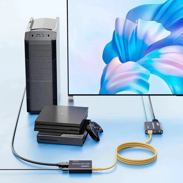 Alt view image 3 of 6 - HDMI Extender Over Cat5e/6/7 196ft/60m, 1080p@60Hz UHD Udp Extender, 1 HDMI Over Ethernet, Supports HDCP 1.2 HDMI 1.3 EDID (Transmitter and Receiver)