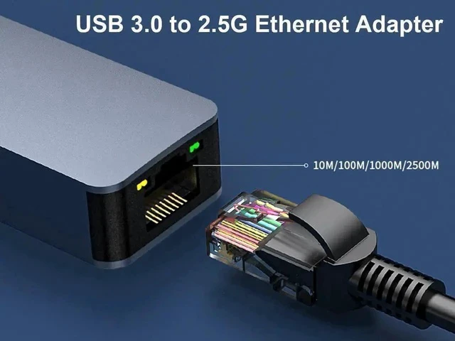 Alt view image 3 of 5 - USB 3.0 Type A to 2.5Gbps Ethernet Adapter, 2500Mbps Multi-Gigabit RJ45 LAN Network Converter, Backward Compatible with 10/100/1000Mbps for Windows, Mac OS & Linux Laptops PC
