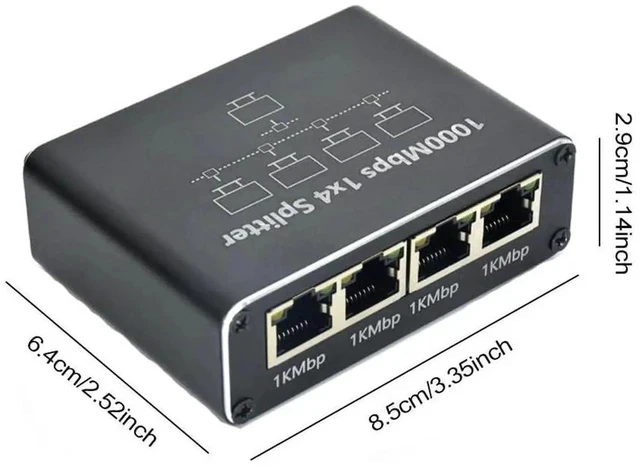 Alt view image 2 of 7 - 1 to 4 Gigabit RJ45 Ethernet Splitter, 1000Mbps Network Extender Adapter with USB Power Cord, Supports 4 Devices Online Simultaneously, Compatible with Cat5/Cat5e/Cat6/Cat7/Cat8 Cables