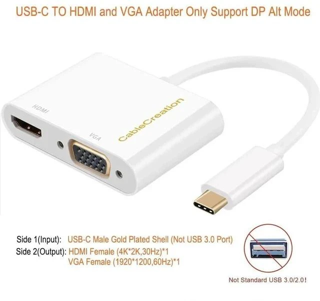 Alt view image 2 of 5 - 2 Pack USB C to HDMI VGA Dual Display Adapter, Type-C Multiport Video Converter Compatible with iPhone 15 Plus/15 Pro Max, MacBook Pro, 2020 iPad Pro, Yoga 910, Surface Pro, Pixel