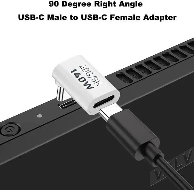 Alt view image 3 of 6 - 2 Pack White 90 Degree Right Angle USB-C Male to Female Extender Adapter, 140W PD Fast Charging Type-C Connector for Steam Deck, ROG Ally, Switch, Laptops, Tablets & Phones