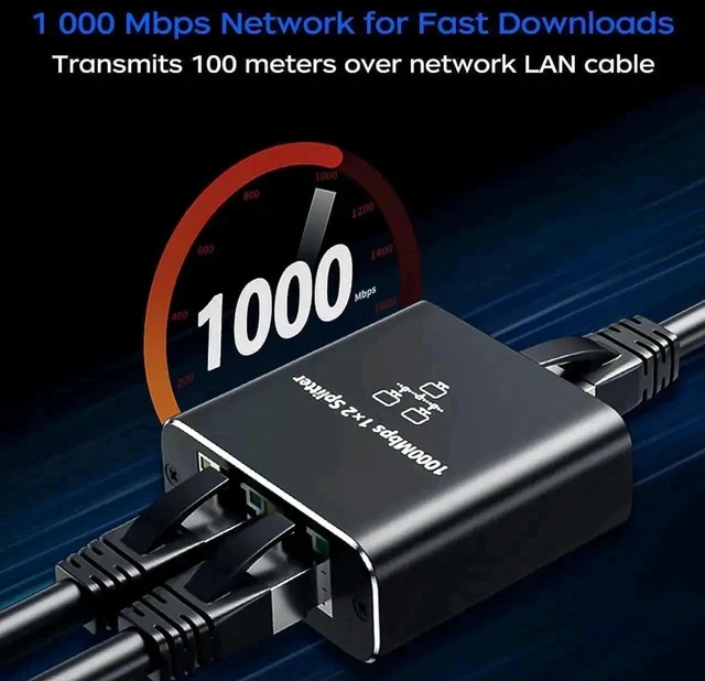 Alt view image 6 of 7 - 1000Mbps Gigabit RJ45 1 to 2 Ethernet Splitter Adapter, RJ45 Network Cable Splitter Extender Connector Compatible with Cat5/Cat5e/Cat6/Cat7/Cat8 LAN Cables for Home Office Surveillance