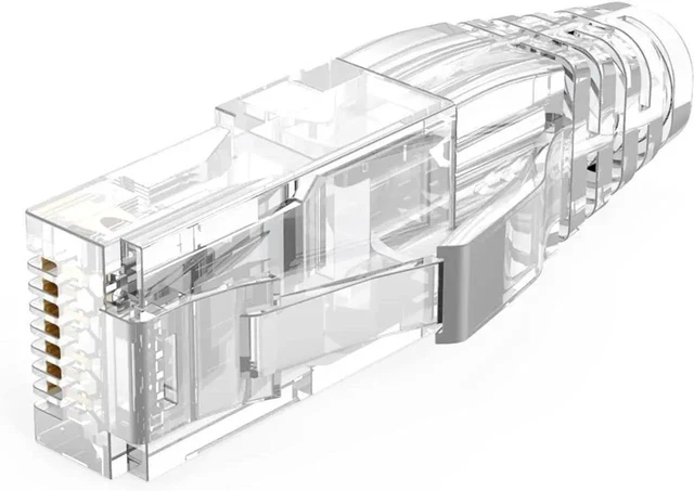 Alt view image 3 of 6 - 100 Pack Transparent Cat6 RJ45 Modular Plugs with Strain Relief Boots, 8P8C Ethernet Connector Ends for Cat5/Cat6 Solid & Stranded LAN Cables