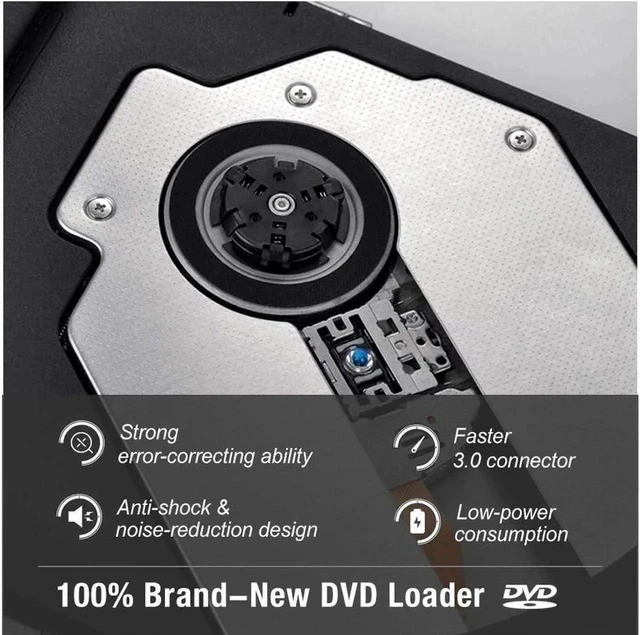 Alt view image 6 of 7 - USB3.0 External DVD CD Drive, Portable CD DVD +/-RW Optical Drive Burner Writer High Speed Data Transfer Slim CD DVD Burner Recorder CD ROM for Laptop/MacBook/Desktop, Black