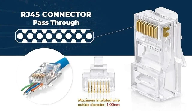 Alt view image 6 of 7 - Bundle 2 Items: RJ45 Crimp Tool + 100 Pack of Cat5e Pass Through Connectors.