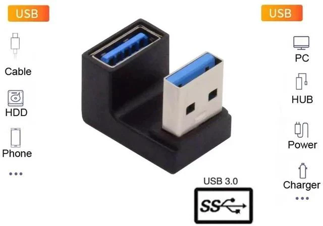Alt view image 6 of 6 - 10Gbps USB 3.1 Gen2 Type C Male to Female Adapter, 360° Down Opposite U-Shape Back Angled Elbow Converter Support Charging Data & 4K Video for Laptops, Handheld Consoles & Phones