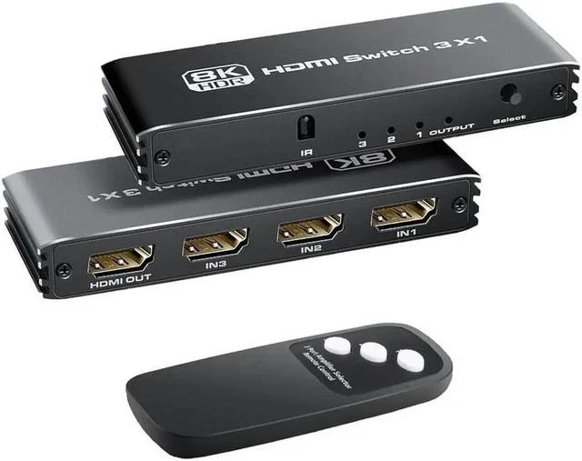 Main image of HDMI 2.1 Switch 8K 60Hz 4:4:4, HDMI Switcher 3 in 1 Out with IR Remote, 3 Port 4K 120Hz Auto HDMI Selector Hub Support 8K 48Gbps, Compatible with Xbox Series X, PS4 Pro, PS5, UHD TV