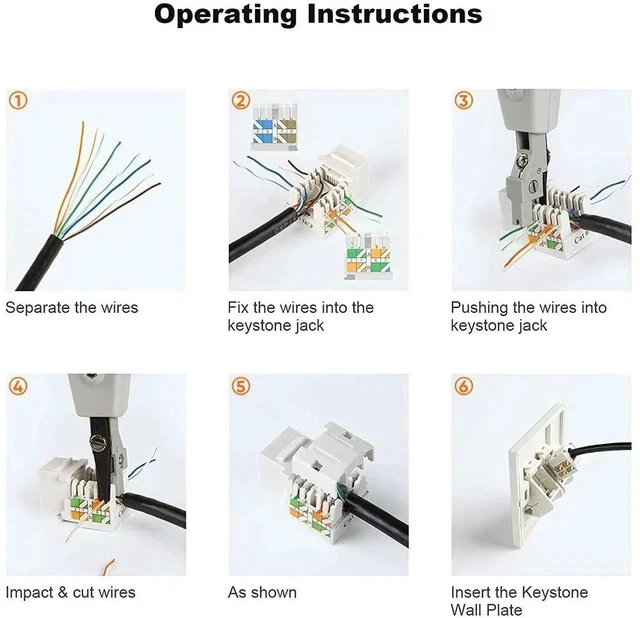 Alt view image 4 of 7 - 20 Pack White Cat6 RJ45 Keystone Jack, UL Listed Modular Female Ethernet Wall Port Connector