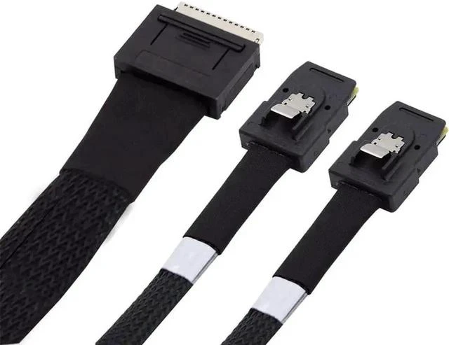 Main image of OCuLink SFF-8611 x8 to Dual SFF-8087 x4 Active Cable, PCIe 8-Lane to 2 Mini SAS Internal SSD Data Cord, 100cm/3.3FT for Server RAID Storage Backplane