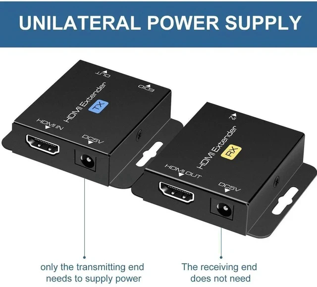 Alt view image 2 of 6 - HDMI Extender Over Single Cat6 Ethernet up to 200Ft Repeater Balun Transmitter Receiver Power on Cat Support Full 1080p 3D HDCP EDID Copy from Displays