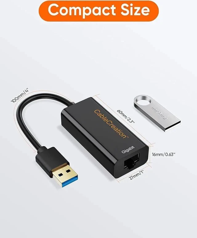 Alt view image 3 of 6 - CableCreation USB 3.0 to Gigabit Ethernet Adapter, 10/100/1000 Mbps RJ45 Wired LAN Dongle Compatible with MacBook, Windows Laptops, Surface Pro, Nintendo Switch, Mac Mini & PC