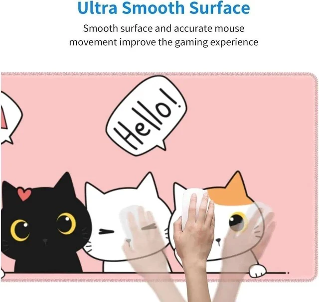 Alt view image 4 of 7 - Pink Cute Kittens Cat Gaming Mouse Pad Large XL Kawaii Desk Mat Long Extended Pads Big Mousepad for Home Office Decor Accessories
