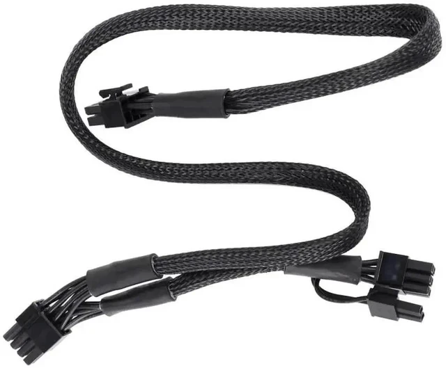 Alt view image 4 of 6 - 1PCS Dual PCIe 8Pin (6+2) Sleeved GPU Power Cable Compatible with Seasonic Modular PSU X-650 X-750 X-850 X-1050 X-1250, Braided Modular Graphics Card Power Supply Wire