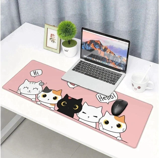 Alt view image 5 of 7 - Pink Cute Kittens Cat Gaming Mouse Pad Large XL Kawaii Desk Mat Long Extended Pads Big Mousepad for Home Office Decor Accessories