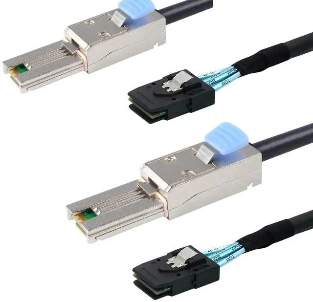 Alt view image 2 of 4 - 2 Pack SFF-8088 to SFF-8087 Mini SAS Storage Cable 1M(3.3FT), External 26Pin Male to Internal 36Pin Male 28AWG Twin-Axial Wire for Server RAID Controller & Disk Backplane
