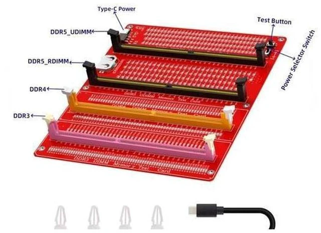 Alt view image 2 of 7 - AJMRTC DDR3/4/5 RDIMM/UDIMM Memory Tester, LED Indicator, Type-C Power Supply, Test Button, Desktop Computer DDR3/4/5 Memory Test Card