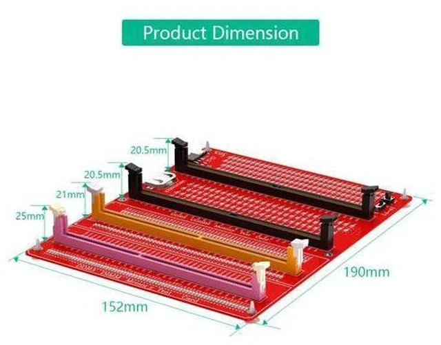 Alt view image 4 of 7 - AJMRTC DDR3/4/5 RDIMM/UDIMM Memory Tester, LED Indicator, Type-C Power Supply, Test Button, Desktop Computer DDR3/4/5 Memory Test Card