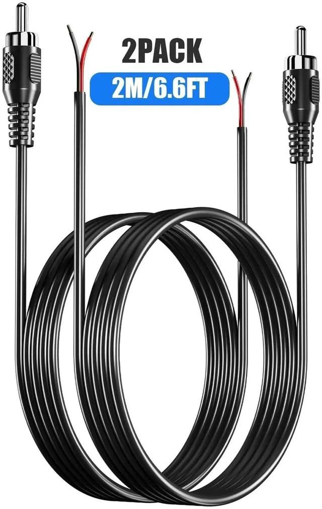 Main image of RCA to Speaker Wire Adapter, Speaker Bare Wire Cables to RCA Plugs Adapter Repair Speake Cord for Speakers Amplifier Audio Video AV Receivers 2 Pack 20AWG 6.6 ft