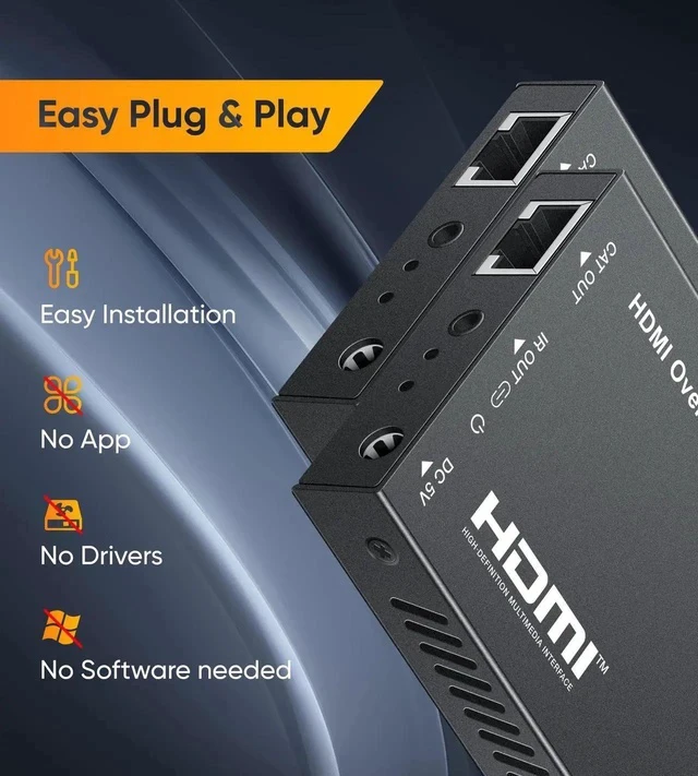 Alt view image 3 of 7 - HDMI Extender Over Cat 5e/6/7, Full HD 1080P Aluminum Alloy HDMI Over Ethernet Extender Balun Adapter with POC, EDID, Deep Color, Dobly Digital/DTS (500FT-1080P)