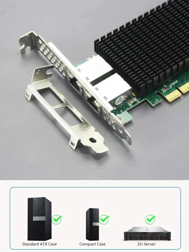 Alt view image 3 of 7 - ST7318 2-Port 10G RJ45 Ethernet Network Card with Intel X540 Controller, PCIE 2.0 X8 Interface, Support Windows 11/10/Windows Server/Linux/ESX/VMware ESXi(Not Support Mac OS)