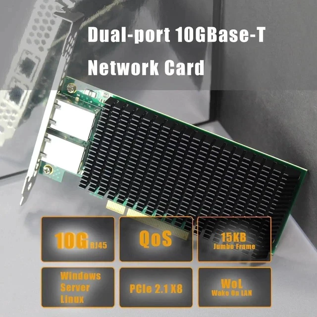 Alt view image 4 of 7 - ST7318 2-Port 10G RJ45 Ethernet Network Card with Intel X540 Controller, PCIE 2.0 X8 Interface, Support Windows 11/10/Windows Server/Linux/ESX/VMware ESXi(Not Support Mac OS)