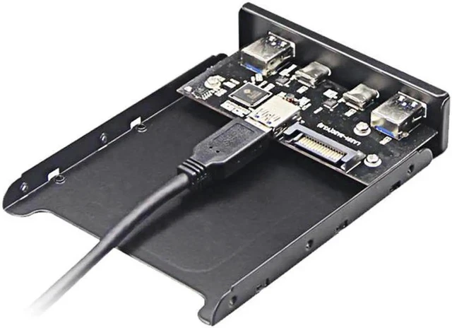 Alt view image 2 of 2 - Dual 5Gb/s USB 3.1 Type-C & USB 3.0 Computer 3.5 inch Floppy Bay Front Panel 4 Ports USB Hub, USB3 19Pin to 2x USB 3.0 USB-C + 2x Type A Splitter Adapter