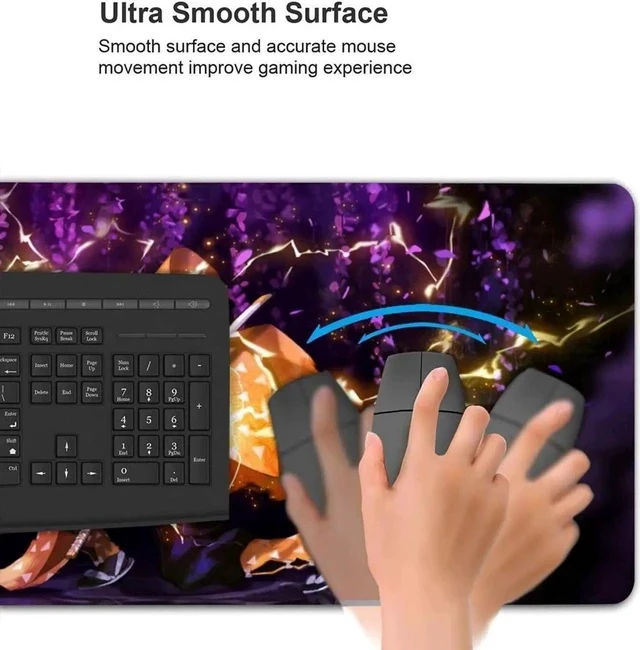 Alt view image 4 of 7 - Large Mouse Pad, Extended Gaming Mousepad Non-Slip Base Keyboard Pad,Desk Mat 24" x 14" in, Anime Mouse Pad