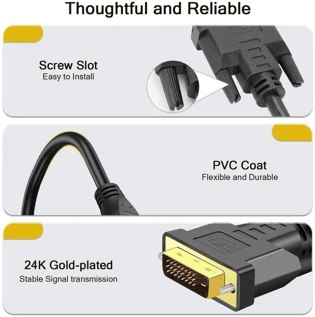 Alt view image 3 of 7 - DVI to HDMI Adapter Bi-Directional HDMI to DVI Cable 1080P HDMI Female to DVI-D (24+1) Male Video Cord Converter for Monitor, HDTV, TV Box, Projector, Blu-ray
