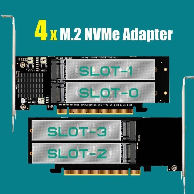 Alt view image 4 of 7 - PA41 Quad M.2 NVMe to PCIe 4.0 X16 Adapter Without PCIe Bifurcation Function, Support 22110/2280/2260/2242/2230 Size (PCIe Bifurcation Motherboard is Required)