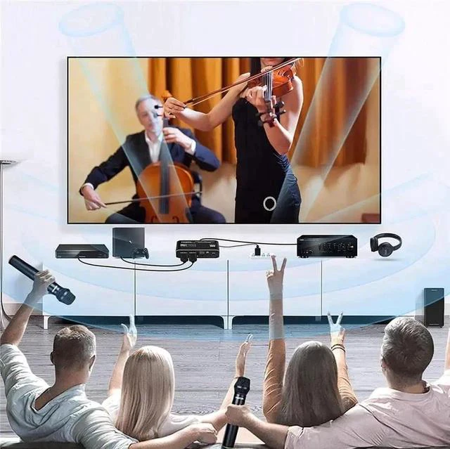 Alt view image 6 of 7 - 4K@60Hz HDMI 2.0b Switch with Audio Extractor & IR Remote, HDMI Signal Splitter Supports HDMI 7.1CH, Optical Toslink SPDIF & 3.5mm Stereo Audio Output, Compatible with PS5, Xbox, Fire Stick, HDTV, Sou