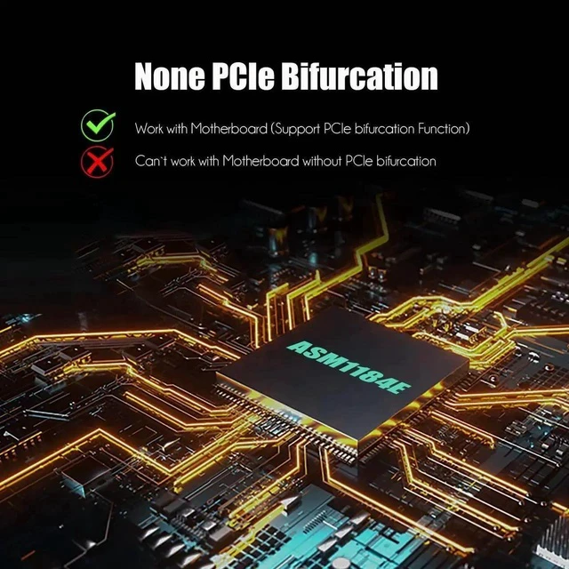 Alt view image 7 of 7 - PA41 Quad M.2 NVMe to PCIe 4.0 X16 Adapter Without PCIe Bifurcation Function, Support 22110/2280/2260/2242/2230 Size (PCIe Bifurcation Motherboard is Required)