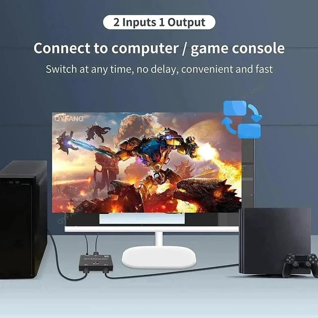 Alt view image 3 of 7 - Bidirectional DP 1.4 DisplayPort Switch 2 in 1 Out / 1 in 2 Out with LED Indicator, 8K@30Hz 4K@120Hz High Resolution DP Selector Switcher for PC, Host, Graphics Card, Monitor