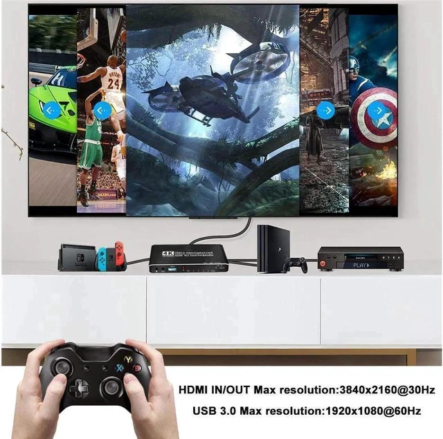 Alt view image 3 of 6 - 4x1 HDMI Video Capture Card Seamless Switch, 4K@30Hz HDMI to USB3.0 Capture Card,Game Capture Card for Live Streaming/Video Recording/Screen Sharing/Game Playing, Recording
