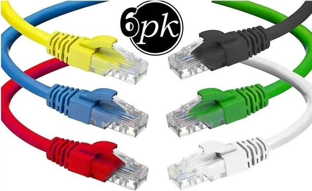 Main image of CAT 6 Ethernet Cable (1.5 Feet) LAN, UTP (18 inch) CAT6, RJ45, Network, Patch, Internet Cable - 6 Pack (1.5 ft)