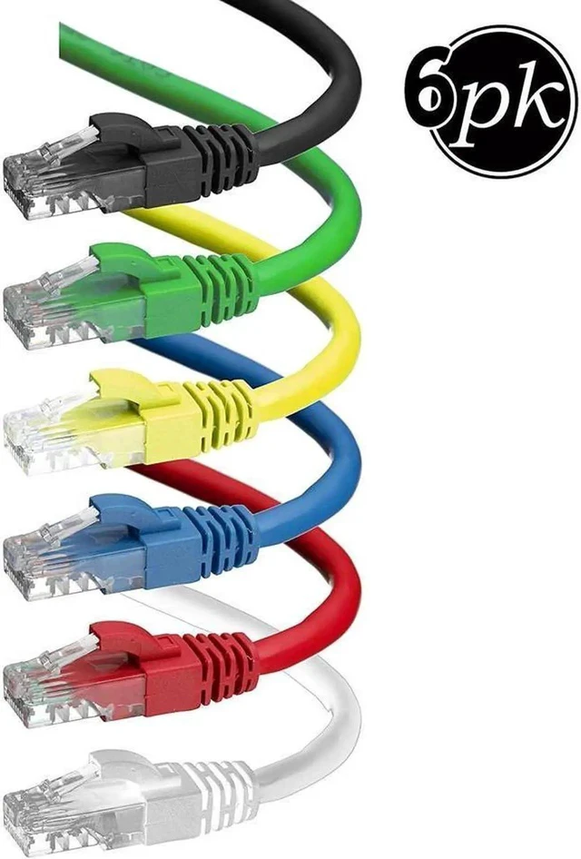 Alt view image 4 of 5 - CAT 6 Ethernet Cable (1.5 Feet) LAN, UTP (18 inch) CAT6, RJ45, Network, Patch, Internet Cable - 6 Pack (1.5 ft)