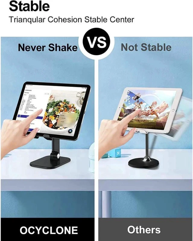 Alt view image 7 of 7 - Desktop Phone Holder Stand For iPhone iPad Adjustable Desktop Tablet Holder Universal Table Cell Phone Stand Compatible with 4"-12.9"Mobile Phone/Tablet/Kindle/ Smartphones,Black