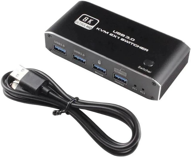 Alt view image 5 of 7 - USB HDMI 2.1 KVM Switch 4K 120Hz, 8K Dual-Port USB 3.0 HDMI 2.1 KVM Switch, USB-C HDMI KVM Switcher with Keyboard Shortcut Hotkey Switching HDCP 2.3 for Nvidia AMD Xbox Series X S PS5/4 pro