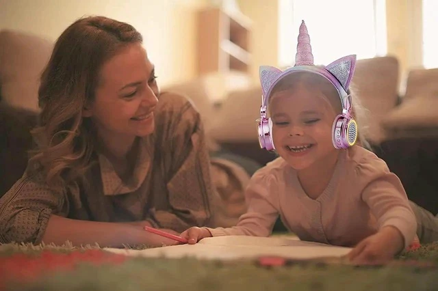 Alt view image 2 of 6 - Gemdeck Child Head Mounted Headset Cute Unicorn Wired With Mic Music Stereo Earphone