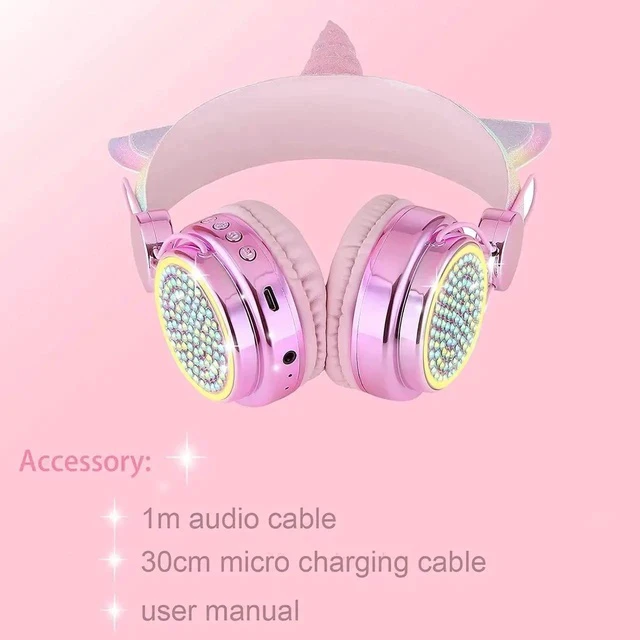 Alt view image 4 of 6 - Gemdeck Child Head Mounted Headset Cute Unicorn Wired With Mic Music Stereo Earphone
