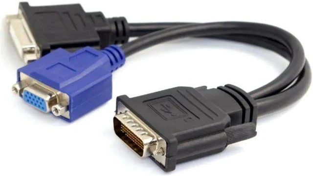 Alt view image 3 of 3 - DMS-59 Male to DVI 24+5 Female & VGA RG 15pin Female Splitter Extension 15cm