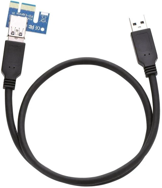 Main image of PCI Express 16x to 1x Powered Riser Adapter Card w/60cm USB 3.0 Extension Cable and 4-Pin MOLEX to SATA Power Cable-GPU Riser Extender Cable-Ethereum Mining ETH (6 Pack 4 Pin)