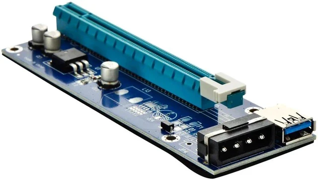 Alt view image 2 of 5 - PCI Express 16x to 1x Powered Riser Adapter Card w/60cm USB 3.0 Extension Cable and 4-Pin MOLEX to SATA Power Cable-GPU Riser Extender Cable-Ethereum Mining ETH (6 Pack 4 Pin)