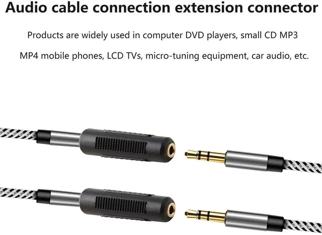 Alt view image 4 of 7 - 3.5mm Stereo Jack to 3.5mm Stereo Jack Adapter Connectors Stereo Coupler Female to Female Gold Plated (Pack of 5)