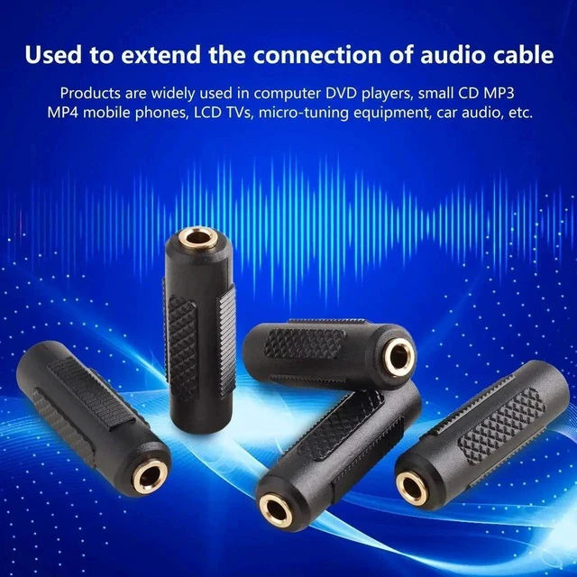 Alt view image 6 of 7 - 3.5mm Stereo Jack to 3.5mm Stereo Jack Adapter Connectors Stereo Coupler Female to Female Gold Plated (Pack of 5)
