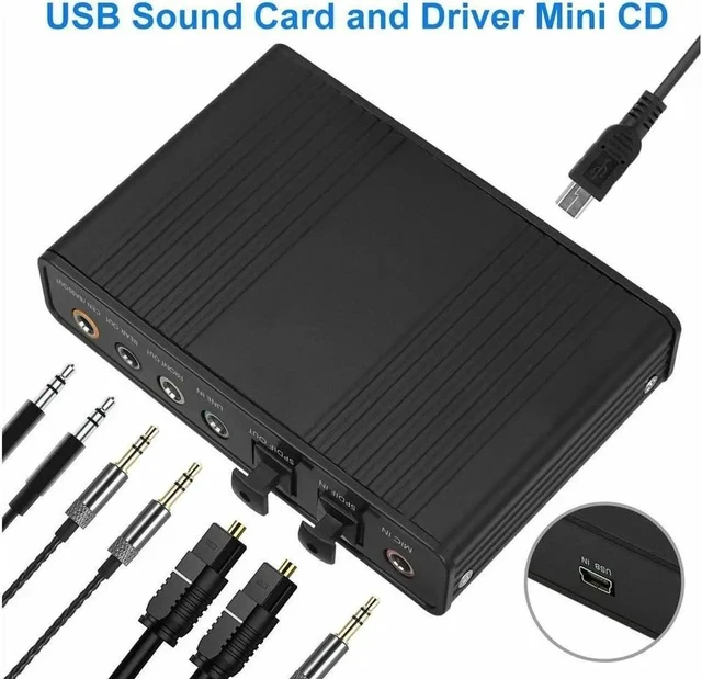 Alt view image 3 of 7 - 6 Channel 5.1 Optical SPDIF Sound Card USB Audio Output Adapter External for PC